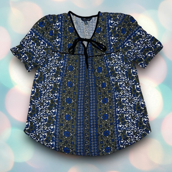 Lucky Brand Women’s Boho Front Tie Peasant Top Shirt Size S - Picture 2 of 6